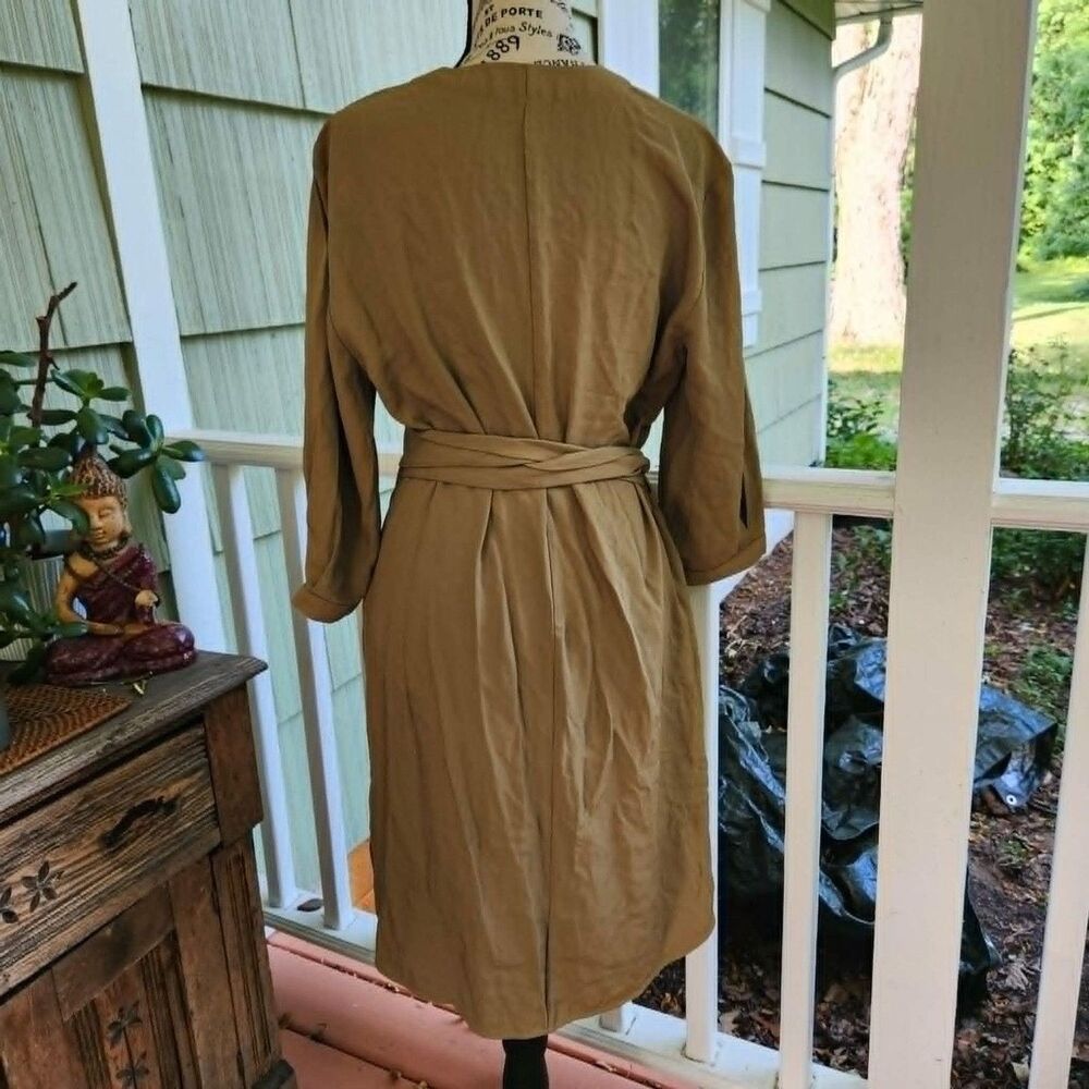 Everlane Dress, Japanese Kimono-style Wrap, Medium, Gio Weave Tunic Khaki OLivE - Picture 5 of 10
